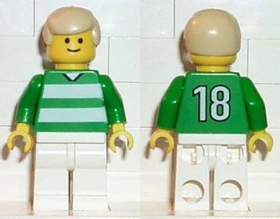 LEGO Minifigure-Soccer Player Green & White Team #18 on Back-Sports / Soccer-SOC059-Creative Brick Builders
